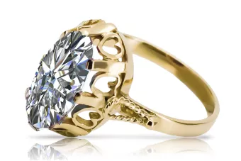 Stil Vintage Inel Zircon Aur galben 14K vrc134y